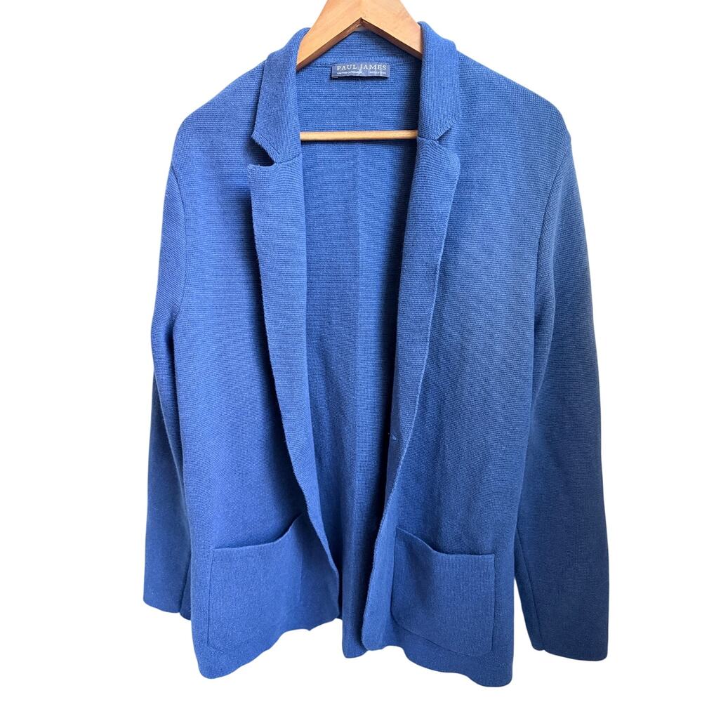 Paul James midweight cotton deconstructed kitted blazer blue size large
